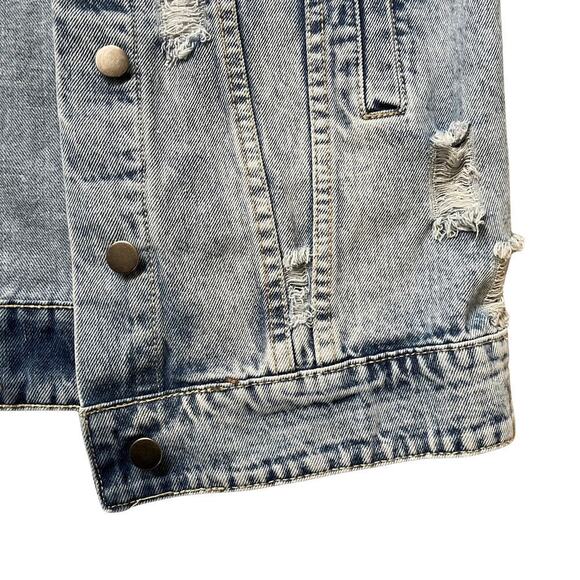 American Bazi Oversized Denim Jacket S | Graffiti Text, Distressed, Longline Fit - Picture 7 of 9